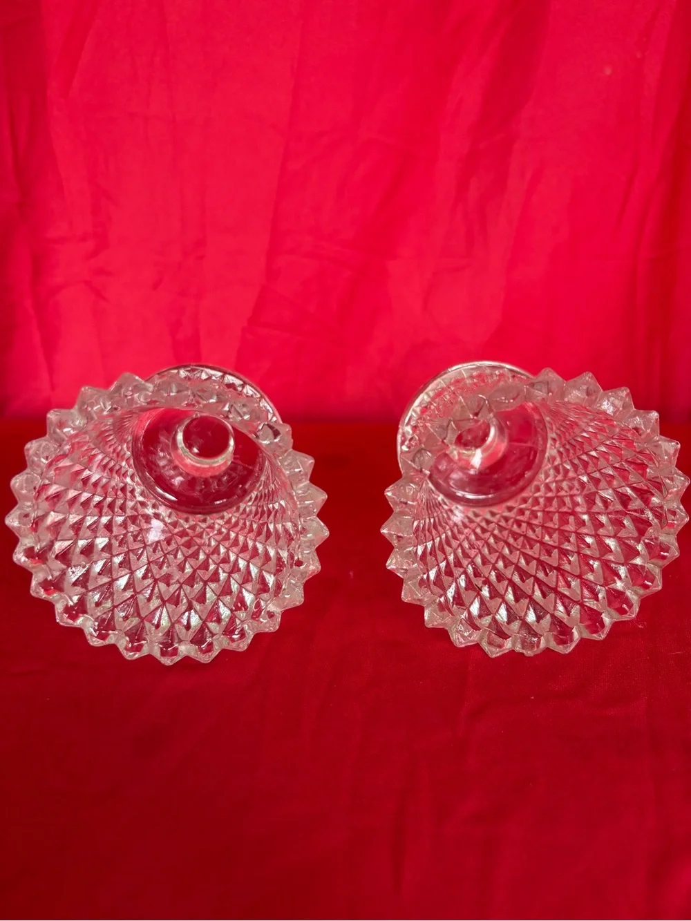 Vintage home interior Glass Diamond-Pattern Candle Shade Pair - Clear